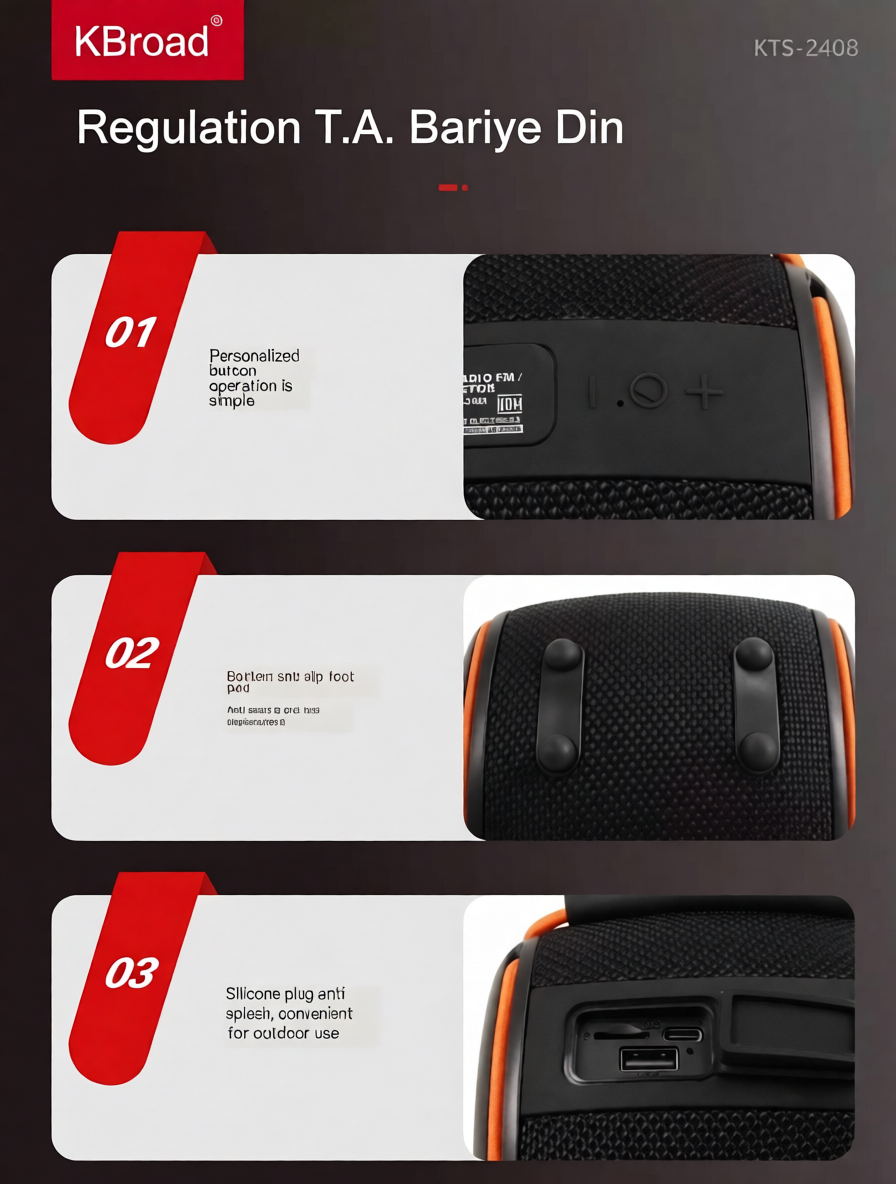 KBoard kts-2408 Compact PowerSound Wireless Speaker - Image 3